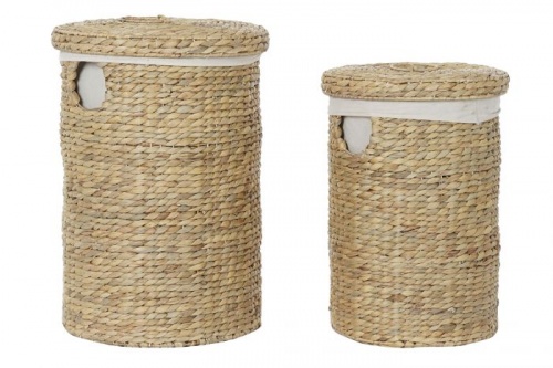 imagen principal CESTA ROPA SET 2 FIBRA LINO 42X42X60 NATURAL